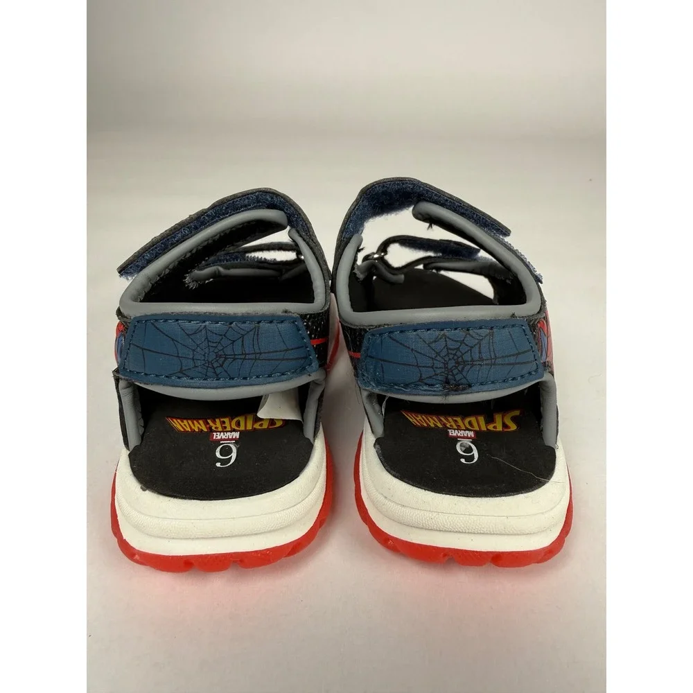 Marvel‎ Spiderman Toddler Boys Sandals Blue Red Hook Loop Size 6